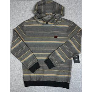 ONeill Bavaro Striped Pullover Hoodie Mens XL Charcoal Grey NEW NWT